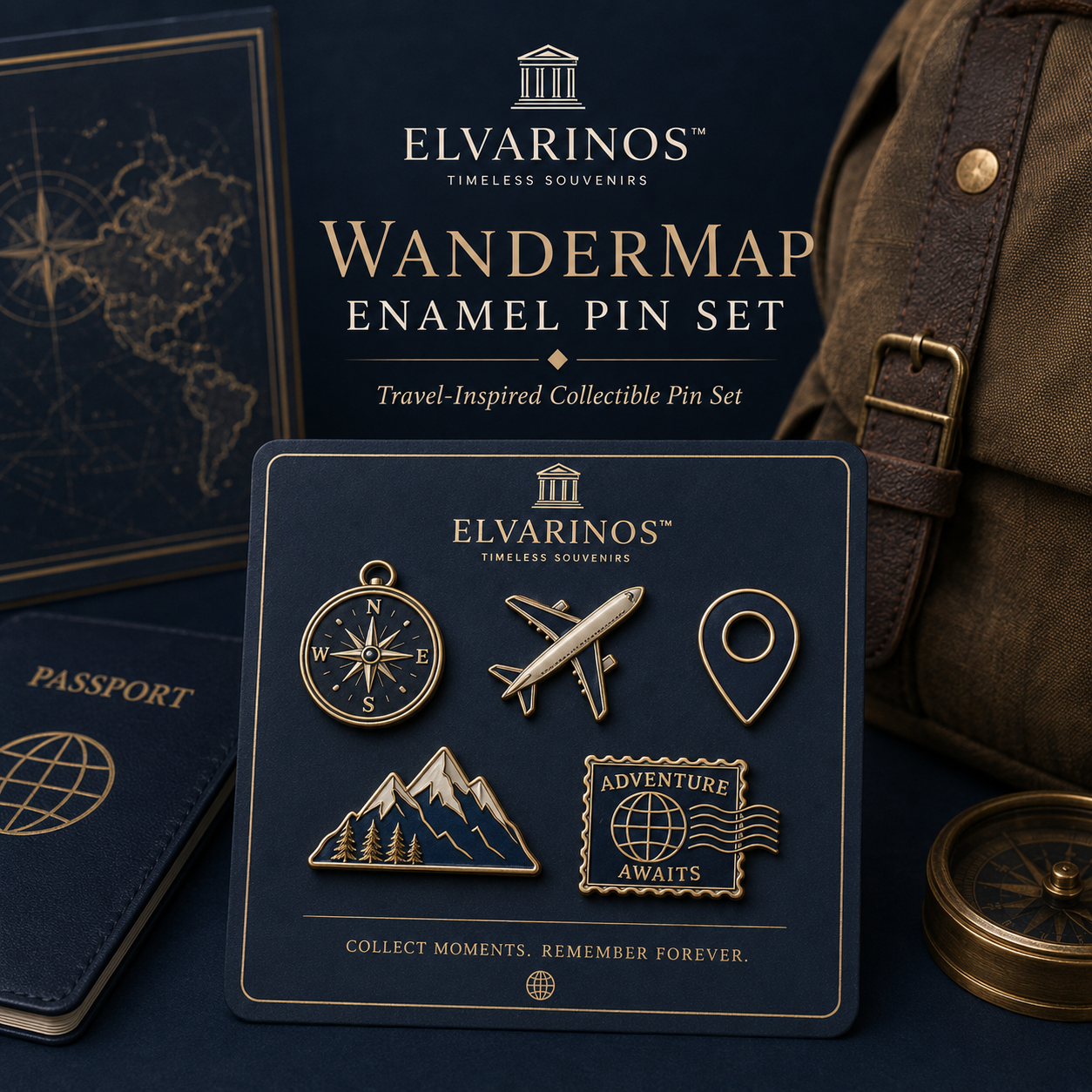 Elvarinos™ WanderMap Enamel Pin Set